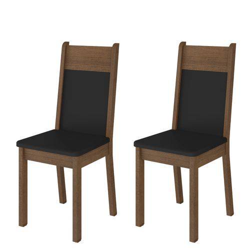 Conjunto 2 Cadeiras Madesa Smile Tecido Courino - Rustic/Preto