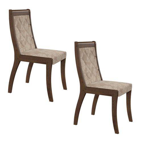 Conjunto 2 Cadeiras Merengue Móveis Lopas Imbuia/velvet Linho Floral