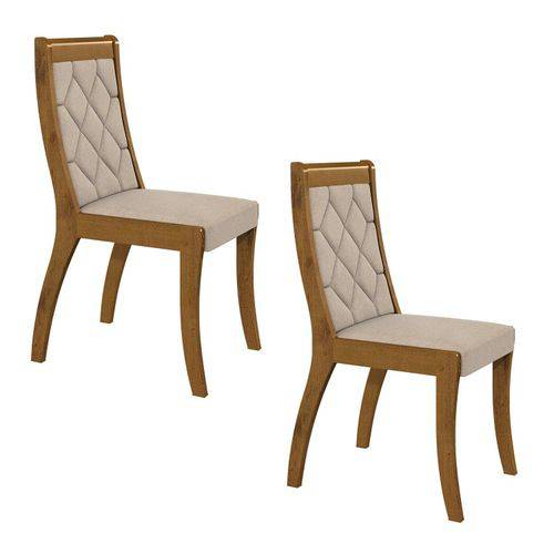 Conjunto 2 Cadeiras Merengue Móveis Lopas Rovere Soft/linho Rinzai Bege