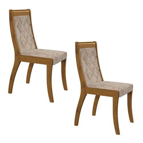 Conjunto 2 Cadeiras Merengue Móveis Lopas Rovere Soft/velvet Linho Floral