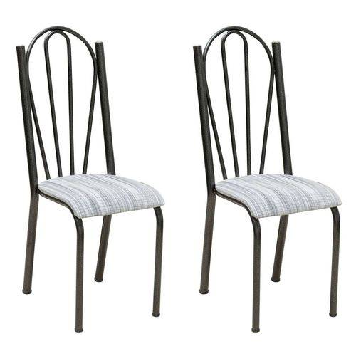 Conjunto 2 Cadeiras Mnemónise Cromo Preto e Linho