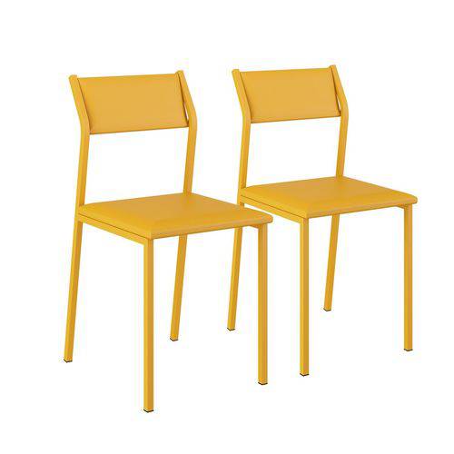 Conjunto 2 Cadeiras Napa Amarelo Ouro 1709 Carraro Móveis