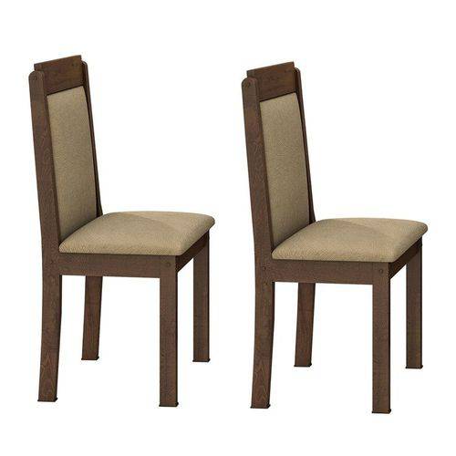 Conjunto 2 Cadeiras Pérola Móveis Lopas Imbuia/animale Bege