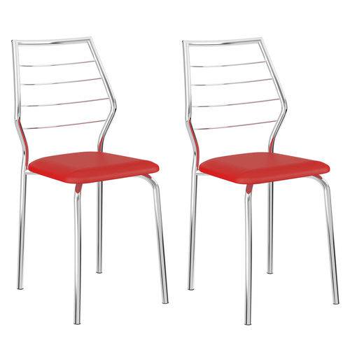 Conjunto 2 Cadeiras São Pedro Carraro Vermelho Real/Cromado