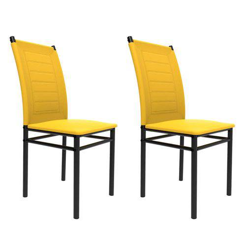 Conjunto 2 Cadeiras Tókio Art Panta Preto/Amarelo