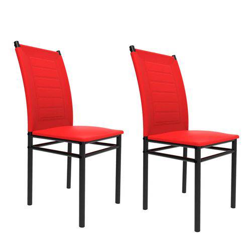 Conjunto 2 Cadeiras Tókio Art Panta Preto/Vermelho