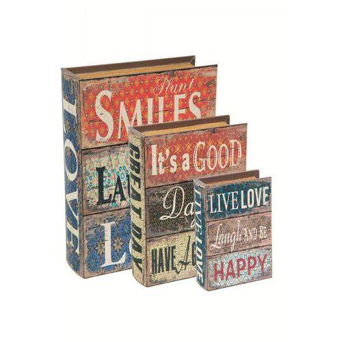 Conjunto 3 Caixas Livro Loves Smile 6182