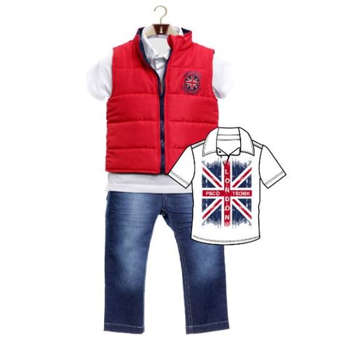 Conjunto Camisa Pólo, Colete e Calça Jeans London - 6