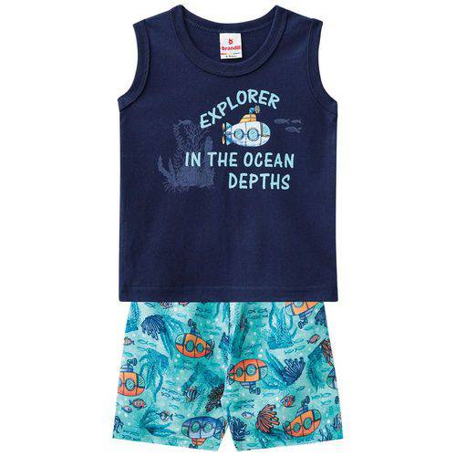 Conjunto Camiseta Meia Malha e Bermuda Microfibra Oceano Brandili