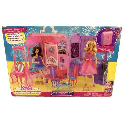 Conjunto Casa Quarto Encantado com Móveis e Acessórios - Barbie a Princesa e a Pop Star - Compacto Vira Maleta para Você Carregar para Onde Quiser - Mattel / Ano de Fabricação: 2011