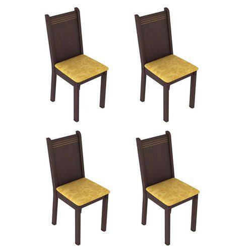 Conjunto com 4 Cadeiras Cora e Amarelo