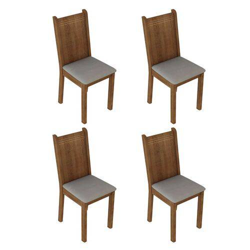 Conjunto com 4 Cadeiras Cora Rustic e Suede Pérola