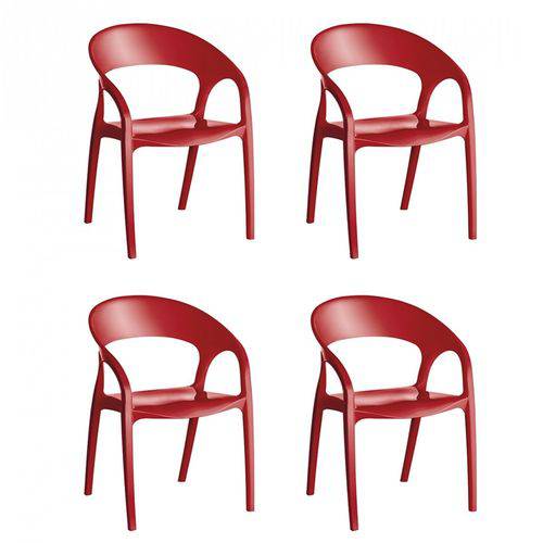 Conjunto com 4 Cadeiras Glass Plus Kappesberg UZ4004 - Vermelho