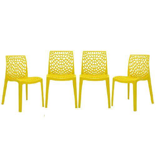 Conjunto com 4 Cadeiras Gruvyer Amarela