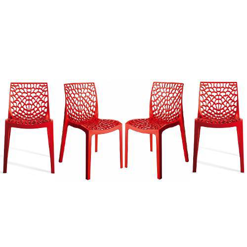 Conjunto com 4 Cadeiras Gruvyer Vermelha