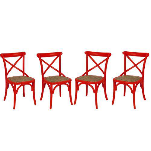 Conjunto com 4 Cadeiras Katrina Vermelha