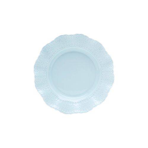Conjunto com 6 Pratos para Sobremesa de Porcelana Resistente Princess Azul 20,3 Cm