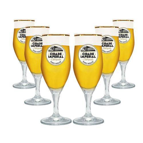 Conjunto com 6 Taças de Cristal Lubzer 270ml Cerveja Cidade Imperial