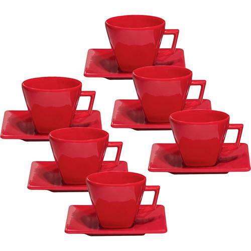 Conjunto com 6 Xícaras de Chá 200ml com Pires - Mail Order Quartier Red - Oxford