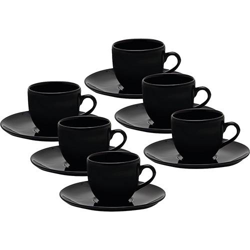Conjunto com 6 Xícaras de Chá com Pires - Mail Order Coup Black - Oxford