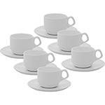 Conjunto com 6 Xícaras de Chá Empilháveis 220ml com Pires - Mail Order Branco - Oxford
