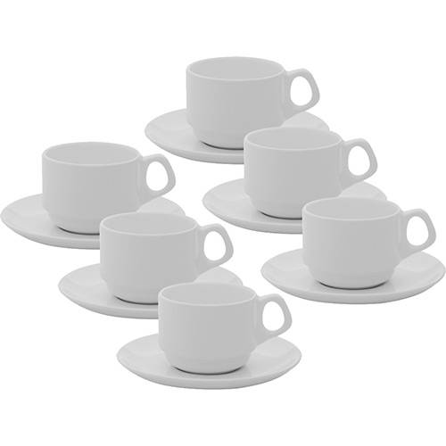 Conjunto com 6 Xícaras de Chá Empilháveis 220ml com Pires - Mail Order Branco - Oxford