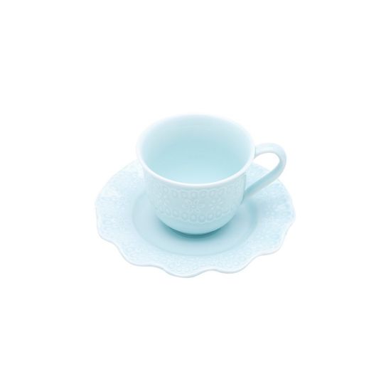 Conjunto com 6 Xícaras para Café de Porcelana Resistente Princess Azul 90ml