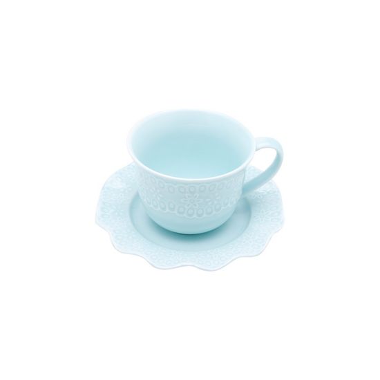 Conjunto com 6 Xícaras para Chá de Porcelana Resistente Princess Azul 200ml