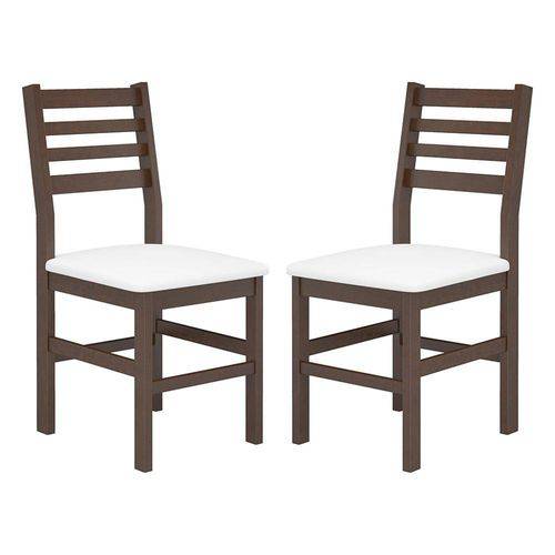 Conjunto com 2 Cadeiras Cristina Castanho e Branco - Castanho