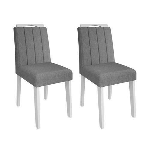 Conjunto com 2 Cadeiras Elisa Branco e Cinza