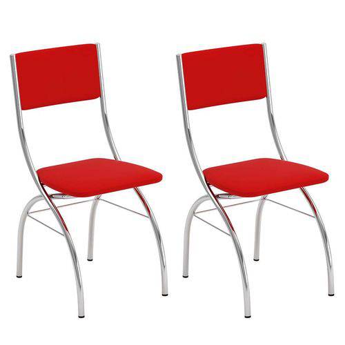 Conjunto com 2 Cadeiras Saschin Vinil Búfalo Vermelho