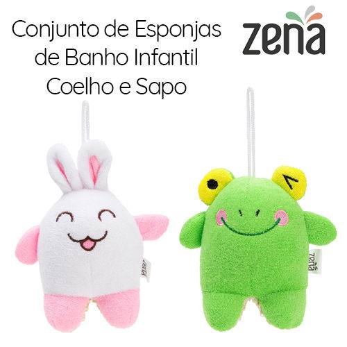 Conjunto com 2 Esponjas de Banho Infantil | Coelho e Sapo | Zena