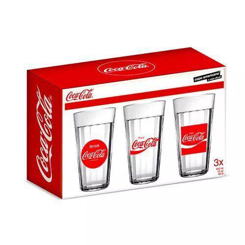 Conjunto 3 Copos Americanos Coca Cola 450ML Nadir