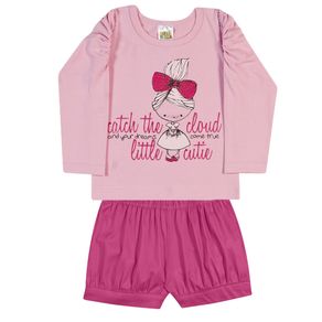 Conjunto Cotton Rosa/Pink Conjunto Rosa - Bebê Menina - Cotton - Ref:32520-119-G