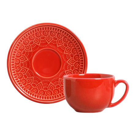 Conjunto de 06 Xícaras de Chá Agra Vermelho