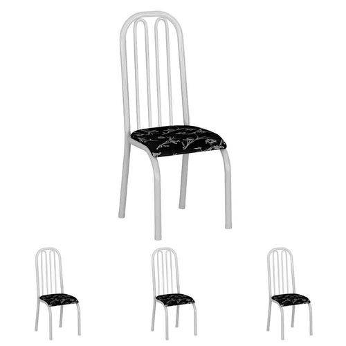Conjunto de 4 Cadeiras 260/13 Madmelos Branco / Preto Flor