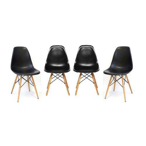 Conjunto de 4 Cadeiras Charles Eames DKR Wood Polipropileno Base em Madeira