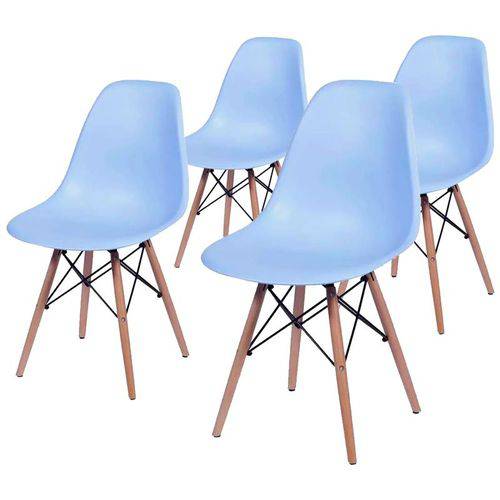 Conjunto de 4 Cadeiras de Jantar Eames Wood Azul ÓR