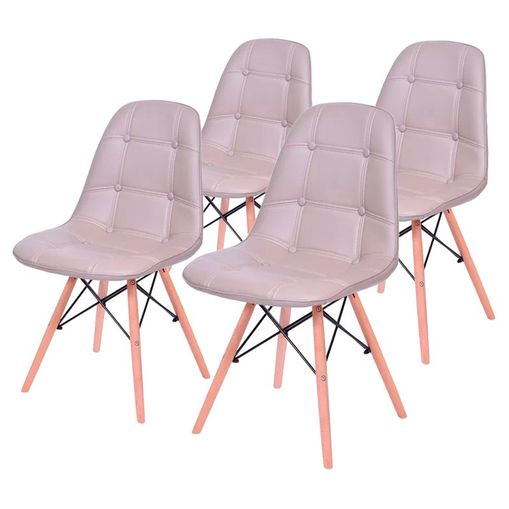 Conjunto de 4 Cadeiras de Jantar Eames Wood Botonê Fendi ÓR