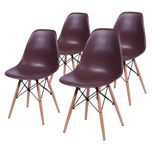 Conjunto de 4 Cadeiras de Jantar Eames Wood Café ÓR