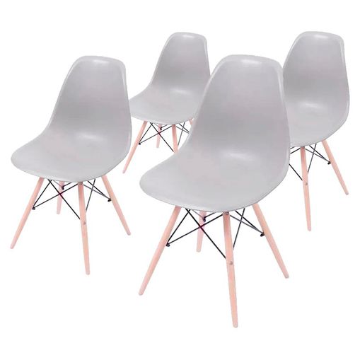 Conjunto de 4 Cadeiras de Jantar Eames Wood Cinza ÓR