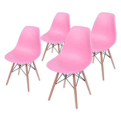 Conjunto de 4 Cadeiras de Jantar Eames Wood Rosa ÓR