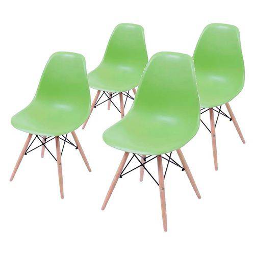 Conjunto de 4 Cadeiras de Jantar Eames Wood Verde ÓR