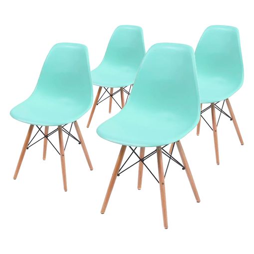 Conjunto de 4 Cadeiras de Jantar Eames Wood Verde Tiffany ÓR