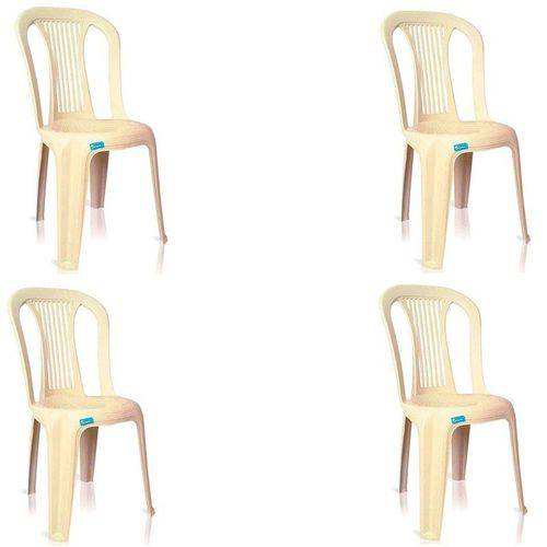 Conjunto de 4 Cadeiras Plásticas Bistrô Bege - Antares