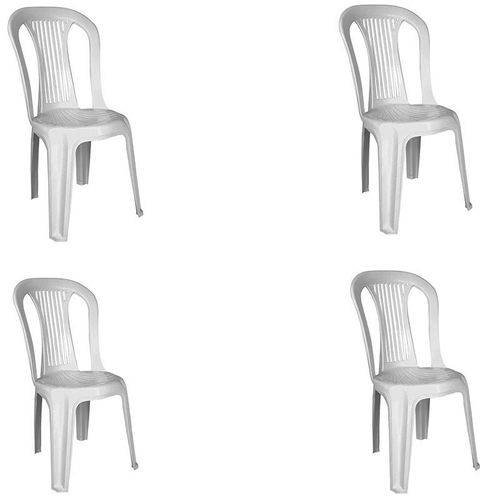 Conjunto de 4 Cadeiras Plásticas Bistrô Branca - Antares