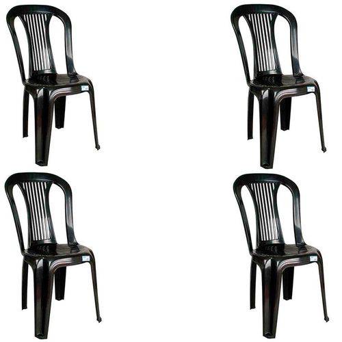 Conjunto de 4 Cadeiras Plásticas Bistrô Preta - Antares