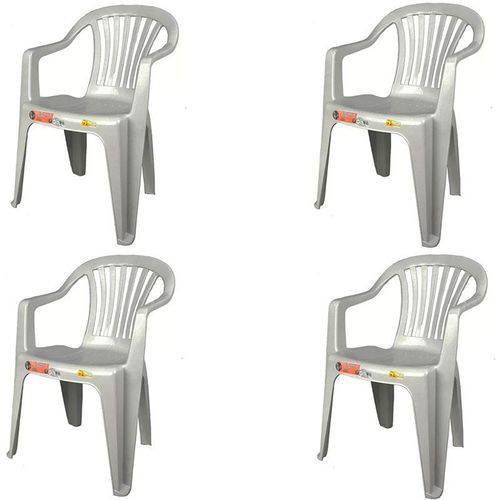Conjunto de 4 Cadeiras Plásticas Poltrona Branca - Antares