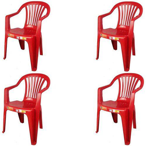 Conjunto de 4 Cadeiras Plásticas Poltrona Vinho - Antares