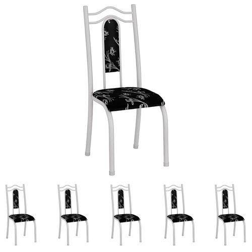 Conjunto de 6 Cadeiras 620/13 Madmelos Branco / Preto Flor